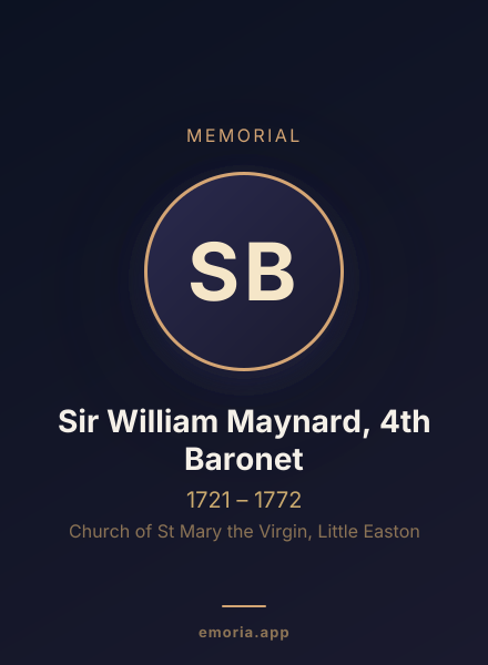 Memorial portrait of Sir William Maynard, 4th Baronet