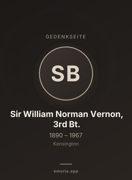 Gedenkportrait von Sir William Norman Vernon, 3rd Bt.