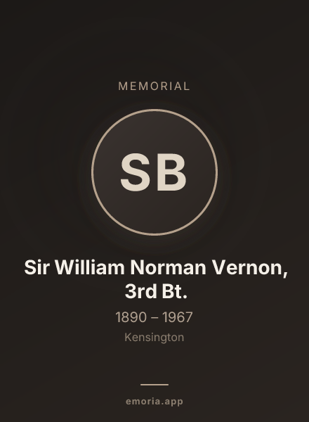 Memorial portrait of Sir William Norman Vernon, 3rd Bt.