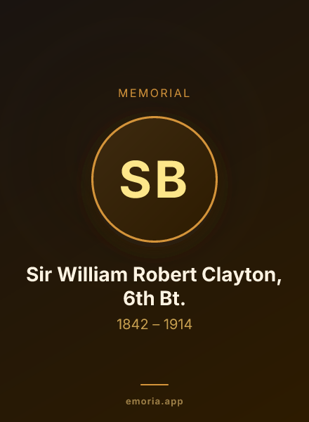 Memorial portrait of Sir William Robert Clayton, 6th Bt.