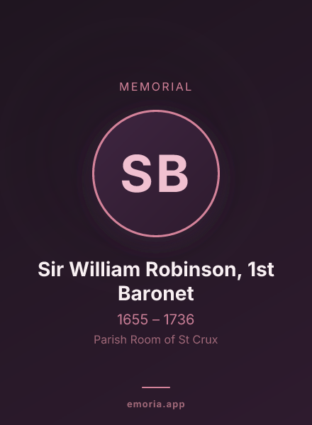 Memorial portrait of Sir William Robinson, 1st Baronet