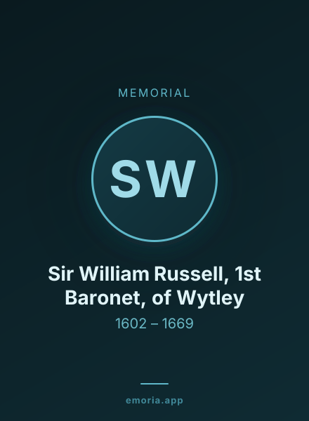 Memorial portrait of Sir William Russell, 1st Baronet, of Wytley