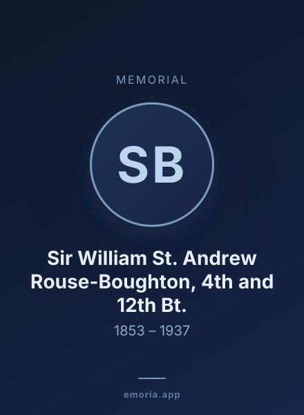 Memorial portrait of Sir William St. Andrew Rouse-Boughton, 4th and 12th Bt.