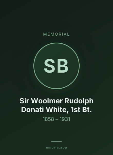 Memorial portrait of Sir Woolmer Rudolph Donati White, 1st Bt.