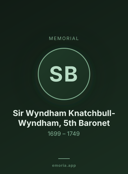 Memorial portrait of Sir Wyndham Knatchbull-Wyndham, 5th Baronet