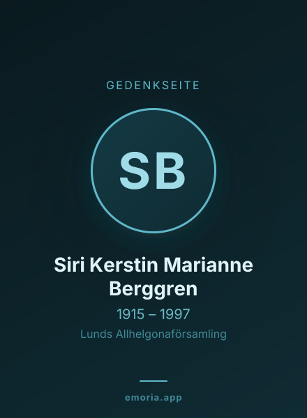Gedenkportrait von Siri Kerstin Marianne Berggren