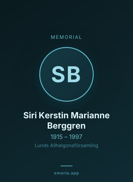 Memorial portrait of Siri Kerstin Marianne Berggren