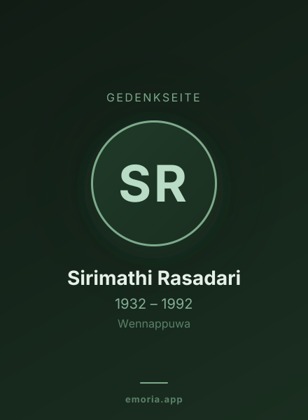 Gedenkportrait von Sirimathi Rasadari