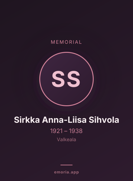Memorial portrait of Sirkka Anna-Liisa Sihvola
