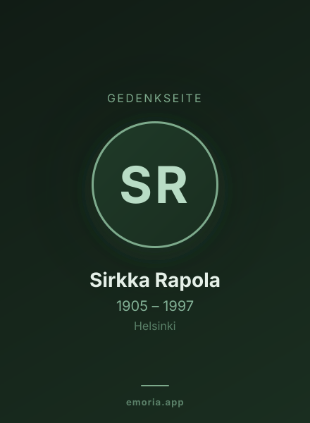 Gedenkportrait von Sirkka Rapola