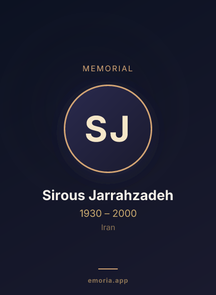 Memorial portrait of Sirous Jarrahzadeh