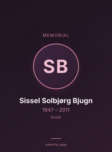 Memorial portrait of Sissel Solbjørg Bjugn
