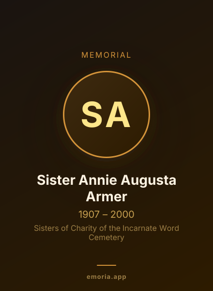 Memorial portrait of Sister Annie Augusta Armer