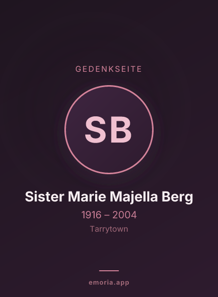 Gedenkportrait von Sister Marie Majella Berg