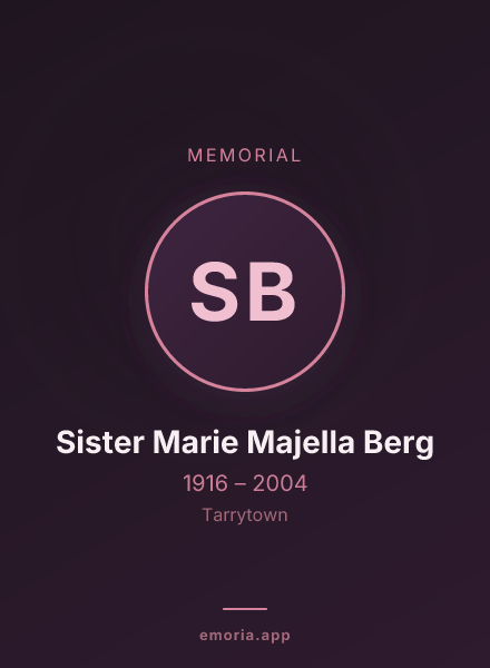 Memorial portrait of Sister Marie Majella Berg