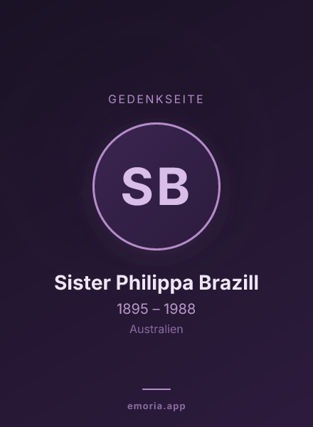 Gedenkportrait von Sister Philippa Brazill
