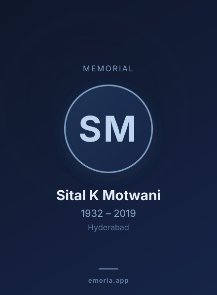 Memorial portrait of Sital K Motwani