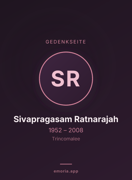 Gedenkportrait von Sivapragasam Ratnarajah