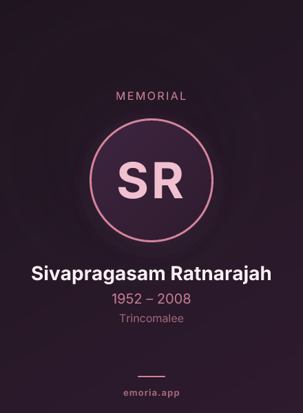Memorial portrait of Sivapragasam Ratnarajah