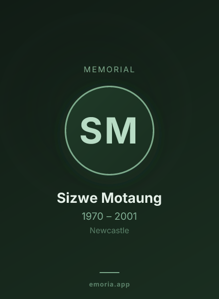 Memorial portrait of Sizwe Motaung