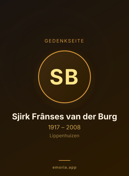Gedenkportrait von Sjirk Frânses van der Burg