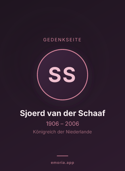 Gedenkportrait von Sjoerd van der Schaaf