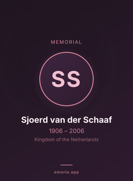 Memorial portrait of Sjoerd van der Schaaf