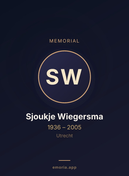 Memorial portrait of Sjoukje Wiegersma