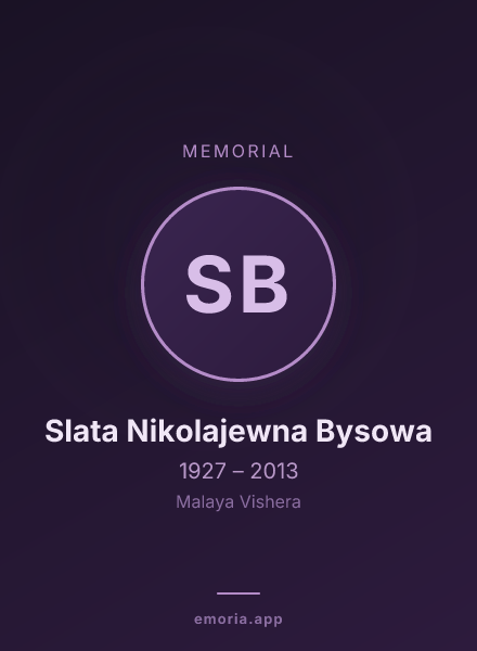 Memorial portrait of Slata Nikolajewna Bysowa