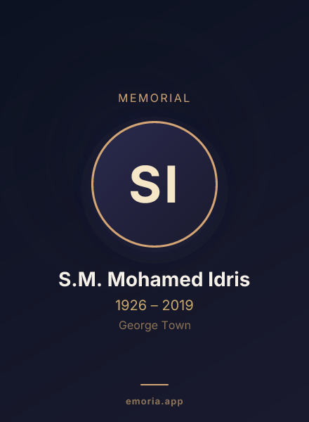 Memorial portrait of S.M. Mohamed Idris