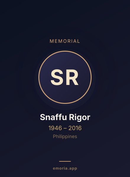 Memorial portrait of Snaffu Rigor