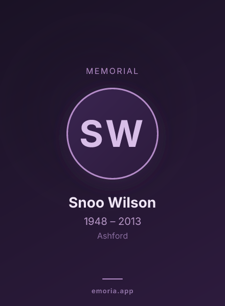 Memorial portrait of Snoo Wilson