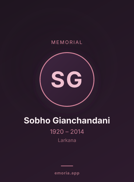 Memorial portrait of Sobho Gianchandani