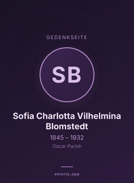 Gedenkportrait von Sofia Charlotta Vilhelmina Blomstedt