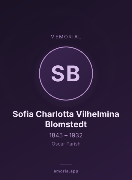 Memorial portrait of Sofia Charlotta Vilhelmina Blomstedt