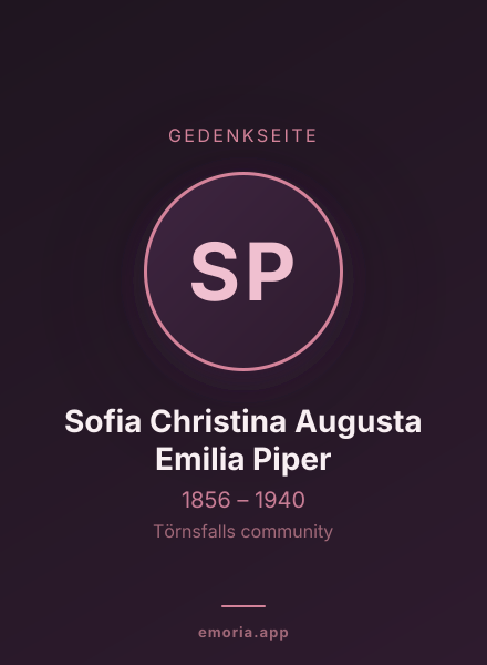 Gedenkportrait von Sofia Christina Augusta Emilia Piper