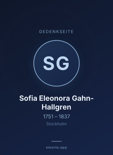 Gedenkportrait von Sofia Eleonora Gahn-Hallgren