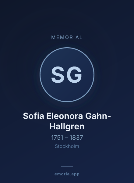 Memorial portrait of Sofia Eleonora Gahn-Hallgren
