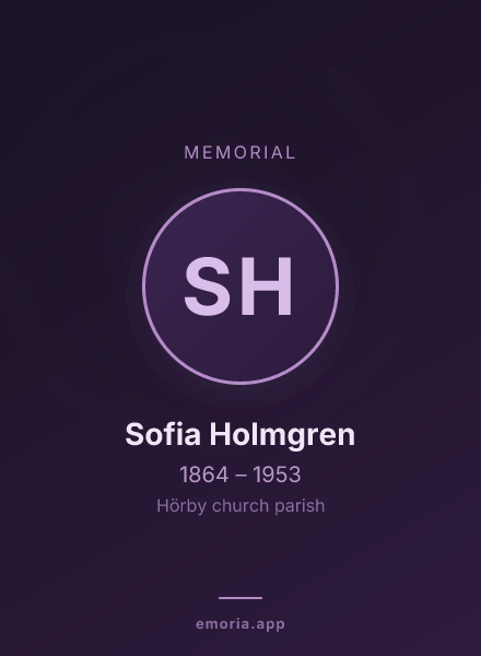 Memorial portrait of Sofia Holmgren