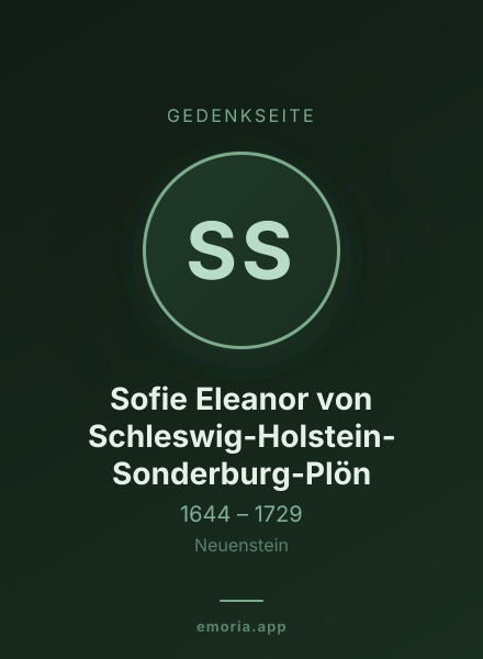 Gedenkportrait von Sofie Eleanor von Schleswig-Holstein-Sonderburg-Plön