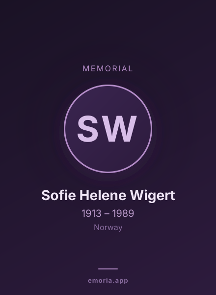 Memorial portrait of Sofie Helene Wigert