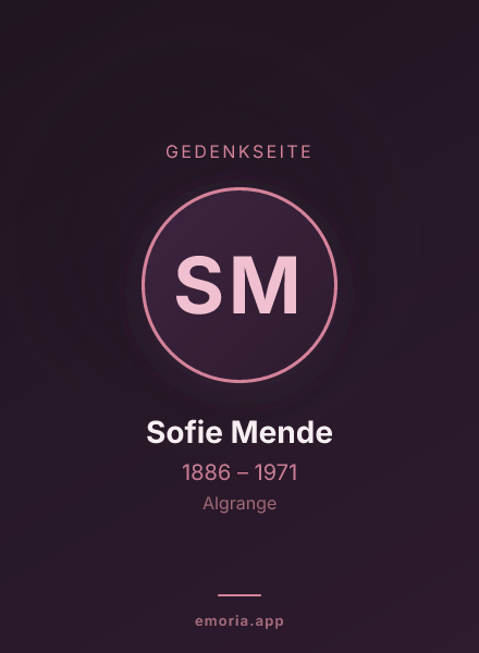 Gedenkportrait von Sofie Mende
