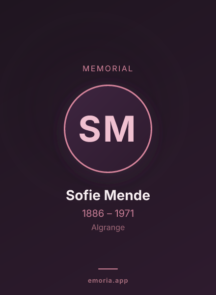 Memorial portrait of Sofie Mende