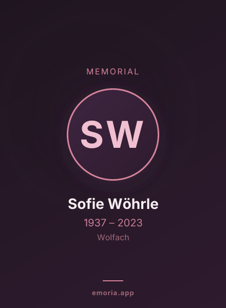 Memorial portrait of Sofie Wöhrle