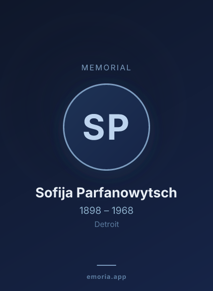 Memorial portrait of Sofija Parfanowytsch