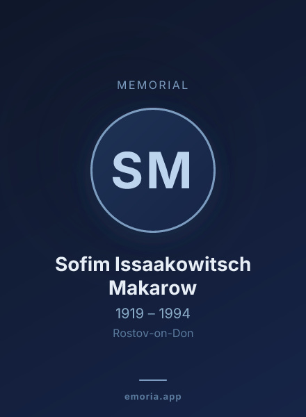 Memorial portrait of Sofim Issaakowitsch Makarow