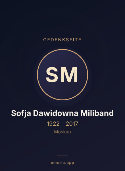 Gedenkportrait von Sofja Dawidowna Miliband