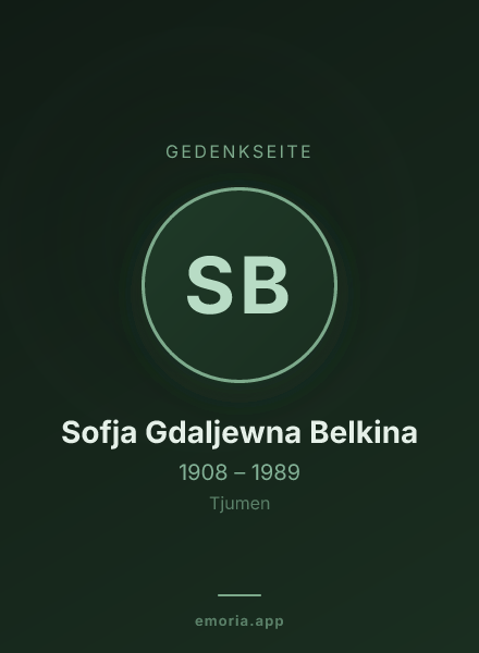 Gedenkportrait von Sofja Gdaljewna Belkina
