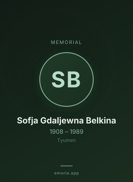 Memorial portrait of Sofja Gdaljewna Belkina
