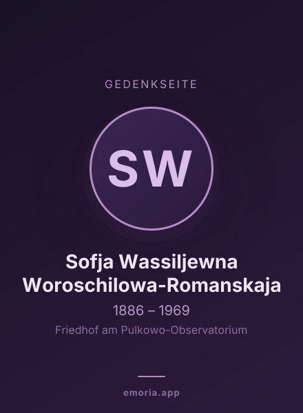 Gedenkportrait von Sofja Wassiljewna Woroschilowa-Romanskaja